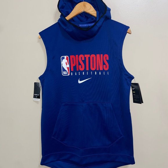 Nike NBA Detroit Pistons Team Issued PE Sleeveless Hoodie AV1474-495 Men's S NEW